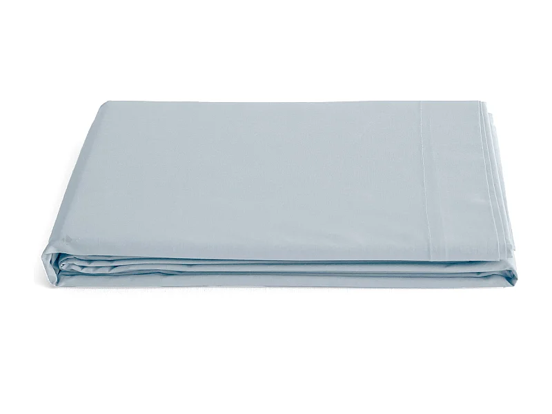 Drap plat 240x300 cm percale de coton MANOIR bleu Glacier