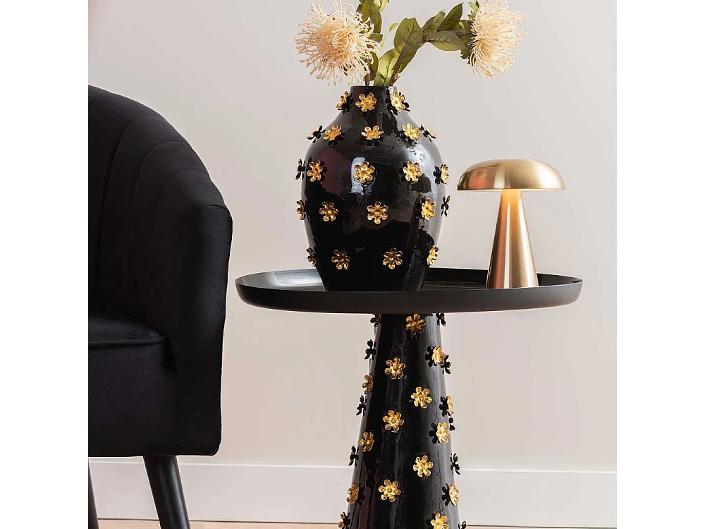 Table d'appoint en métal Golden Flowers