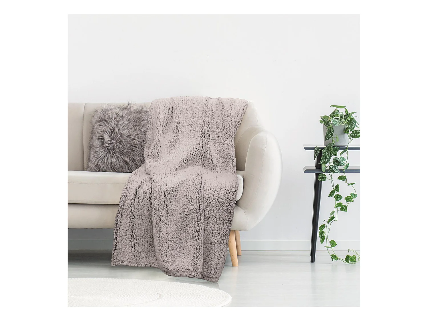Plaid sherpa collection CHLOE 120x150 cm coloris gris