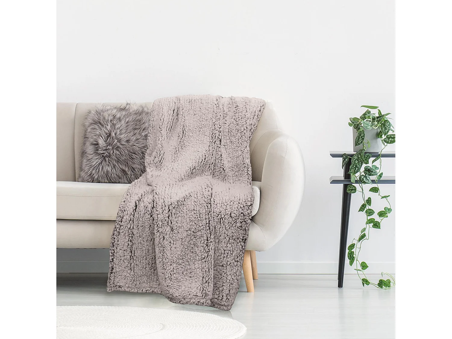 Plaid sherpa collection CHLOE 120x150 cm coloris gris