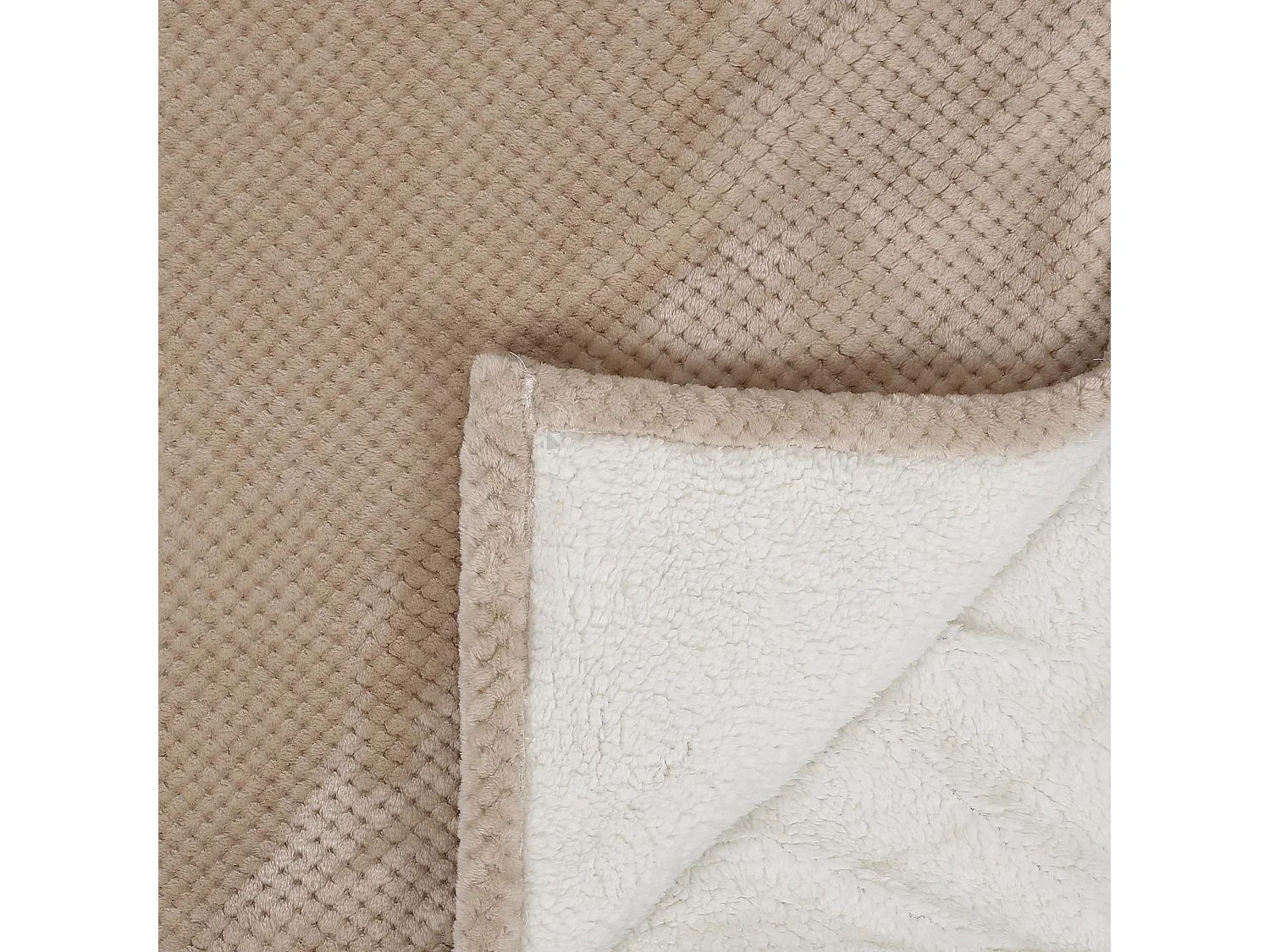 Plaid XXL nid d'abeille et sherpa collection ALEXIAN 180x220 cm beige