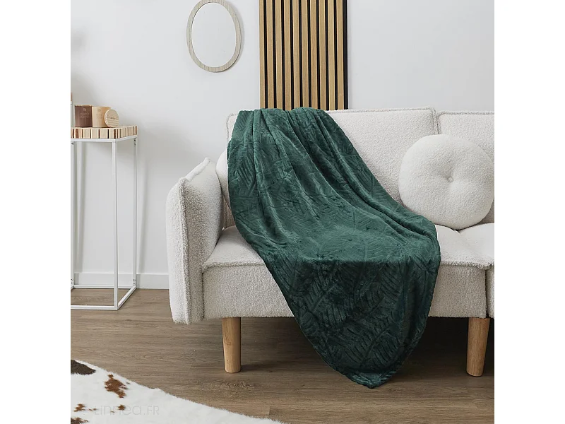 Plaid flanelle collection TREE 120x150 cm vert sapin