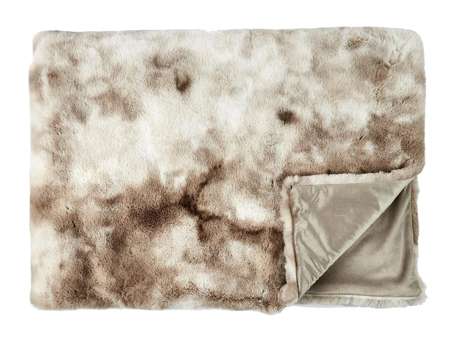 Plaid fausse fourrure CHRISTIE 140x200 cm bicolore blanc et marron