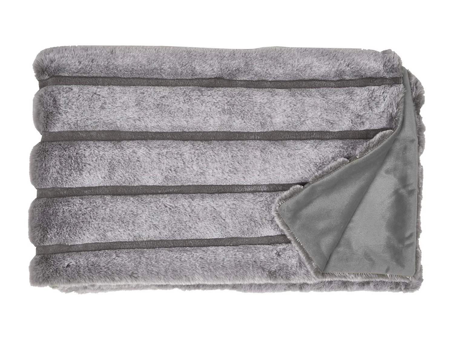 Plaid en fausse fourrure collection SAMUEL 120x150 cm à rayures gris