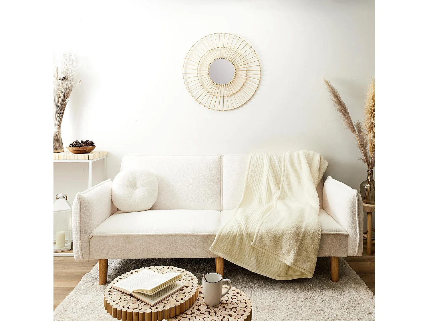 Plaid torsadé sherpa collection OCTAVE 120x150 cm beige crème