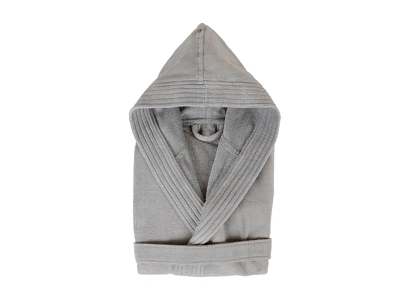 Peignoir à capuche enfant COOL coton 10 ANS velours gris Argent