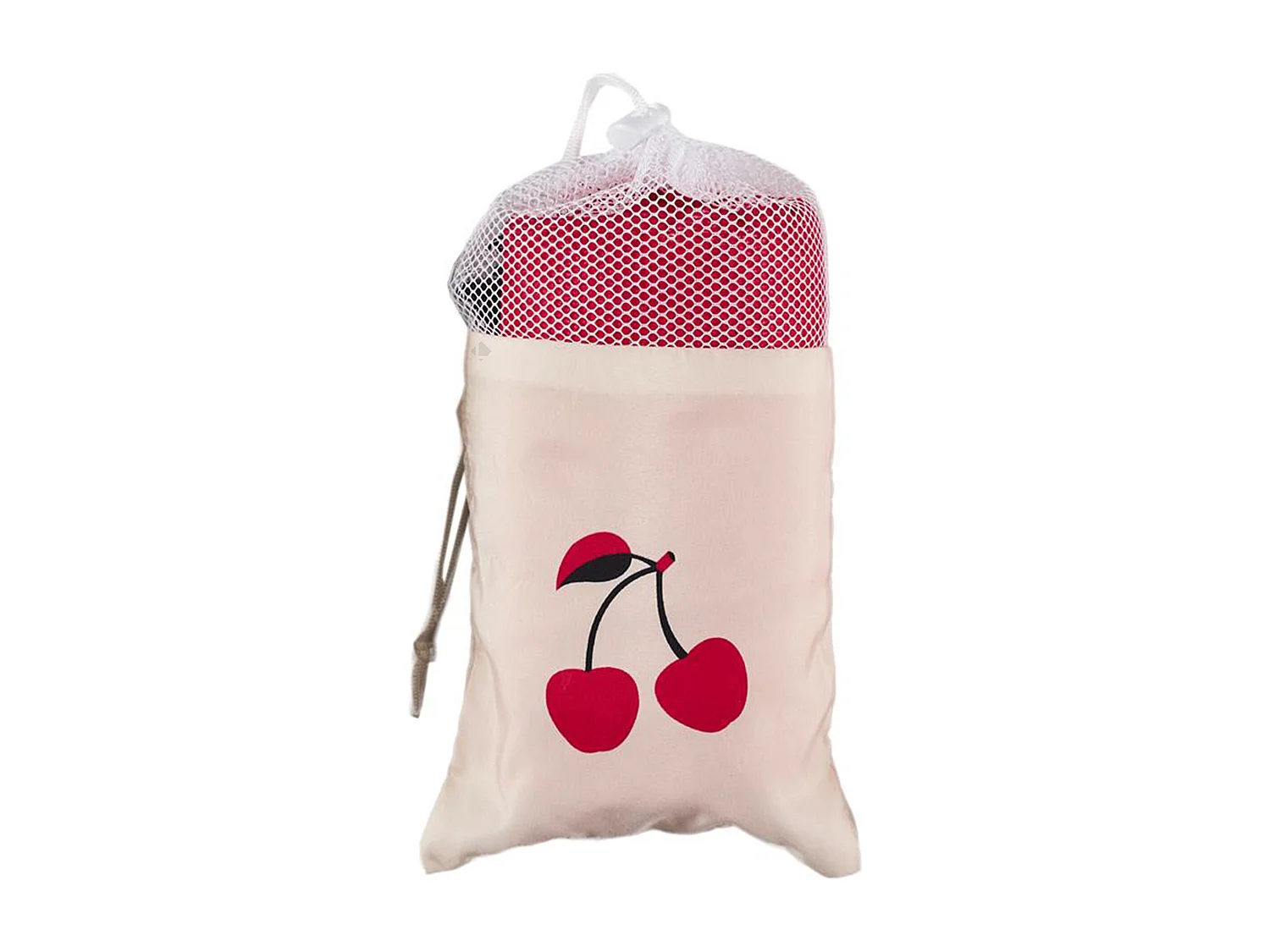 Drap de plage 70x140 cm en microfibre avec ses piquets et son sac PLAYA modèle cerise rouge