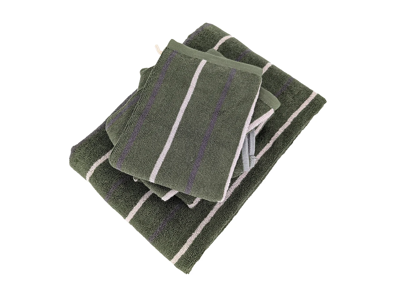 Parure de bain 5 pièces BOLD éponge en coton 500 g/m² vert Kaki