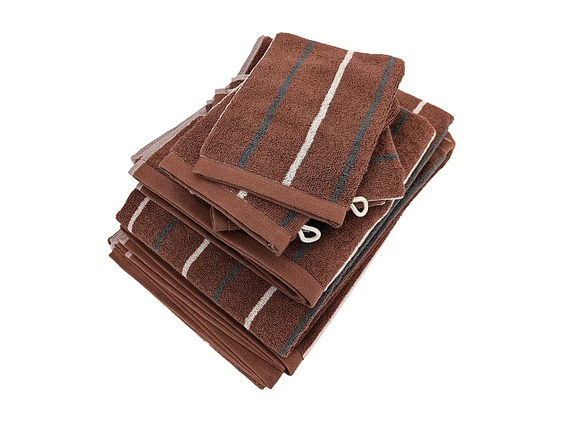 Parure de bain 7 pièces BOLD éponge en 100% marron Terracotta