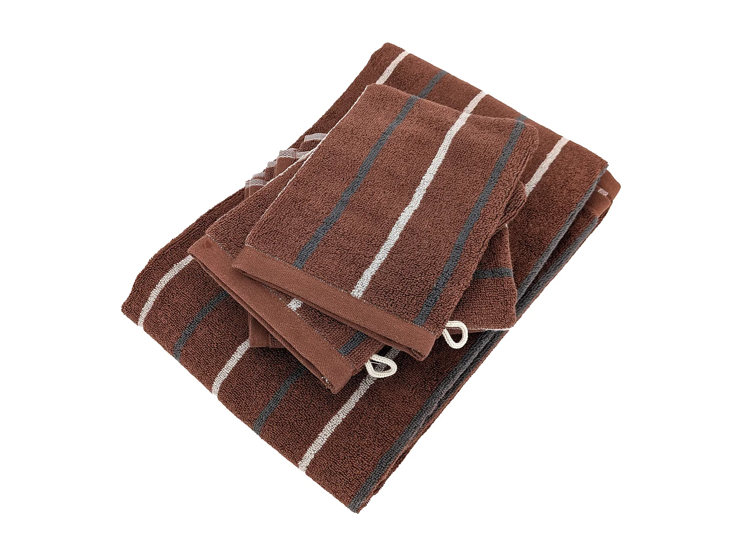 Parure de bain 5 pièces BOLD éponge en 100% marron Terracotta