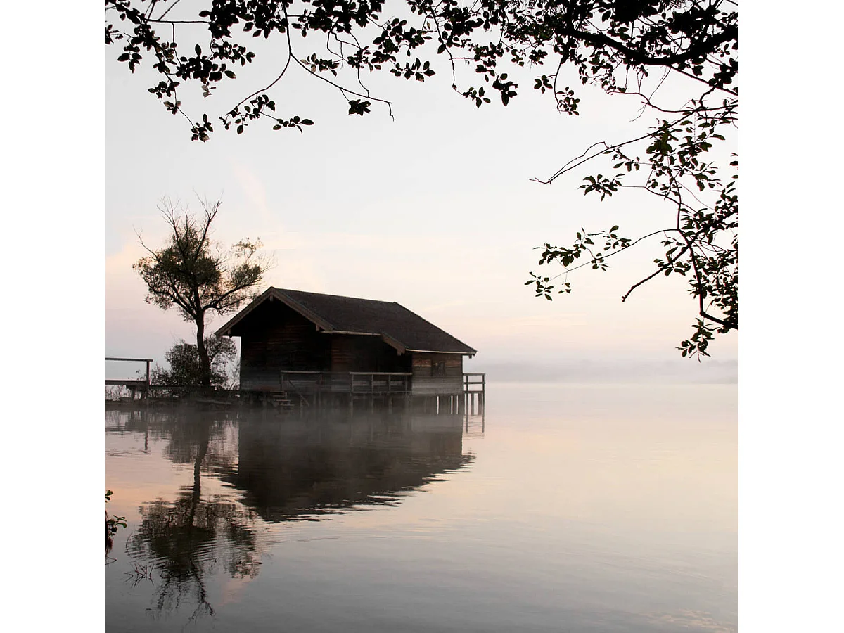 Tableau sur verre vue sur l'eau 30x30 cm