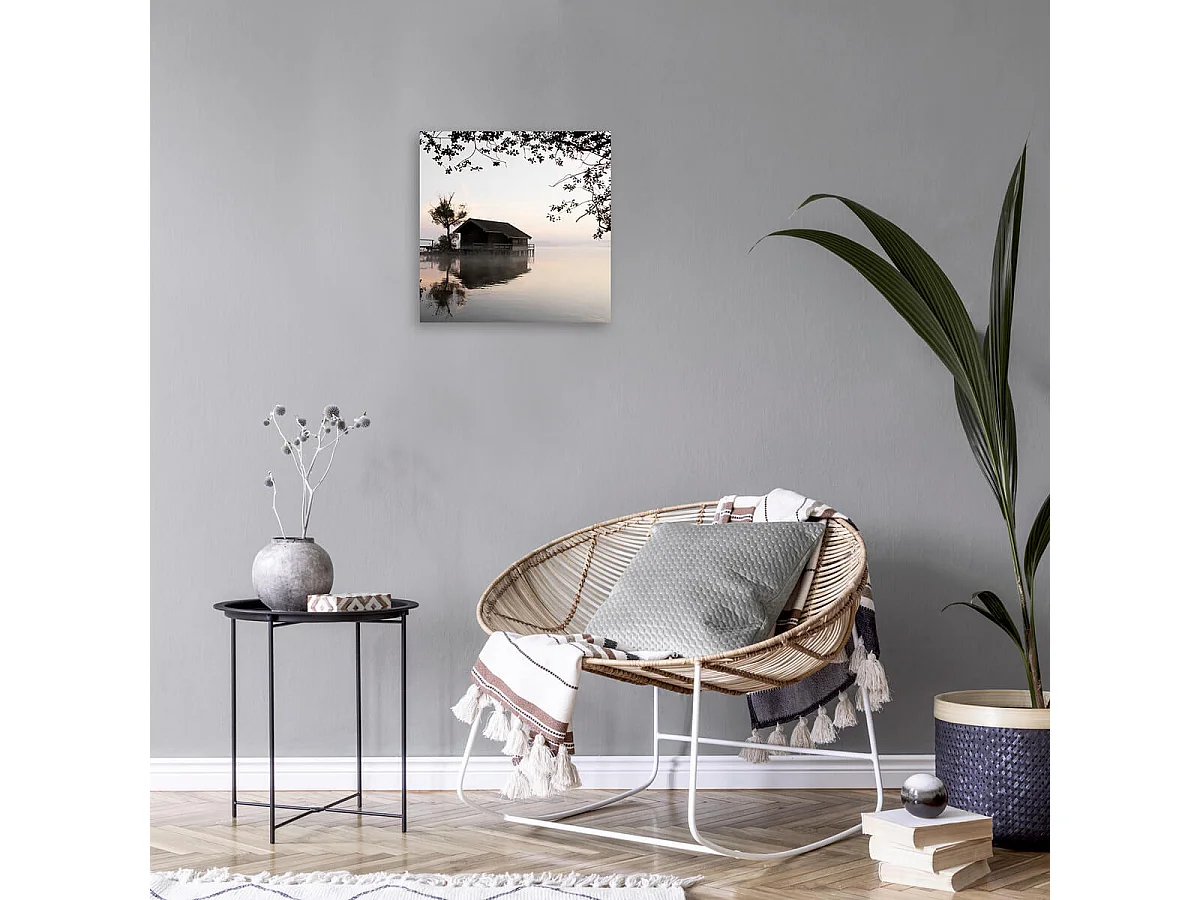 Tableau sur verre vue sur l'eau 30x30 cm