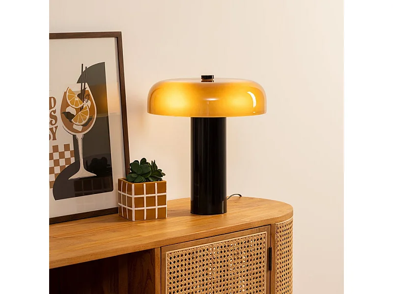 Lampe à Poser Cylindre en Verre "Jody" 37cm Ambre