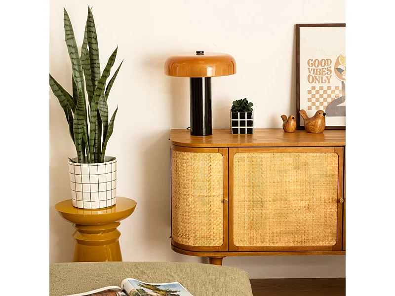 Lampe à Poser Cylindre en Verre "Jody" 37cm Ambre