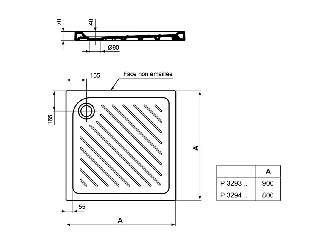 Receveur à poser PORCHER Ulysse céramique 80 x 80
