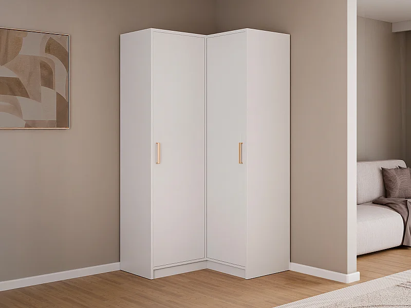 Armoire d'angle 2 portes - L115 cm - Blanc - LIZANDRO