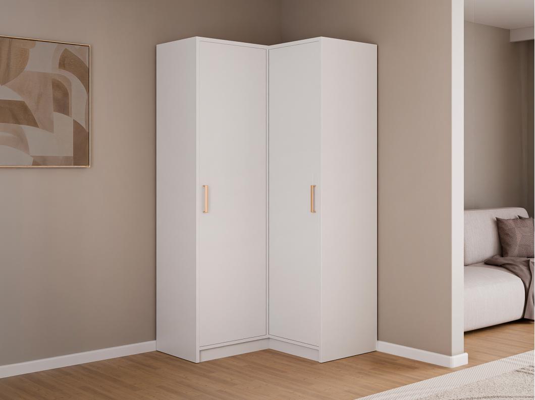 Armoire d'angle 2 portes - L115 cm - Blanc - LIZANDRO