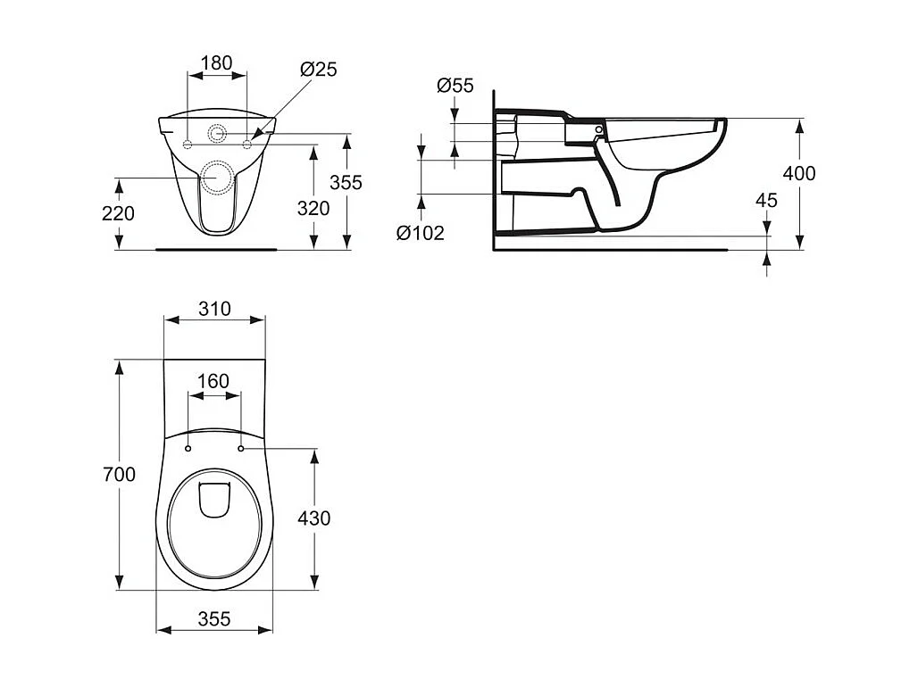PORCHER WC suspendu rallongée 70 PMR Matura