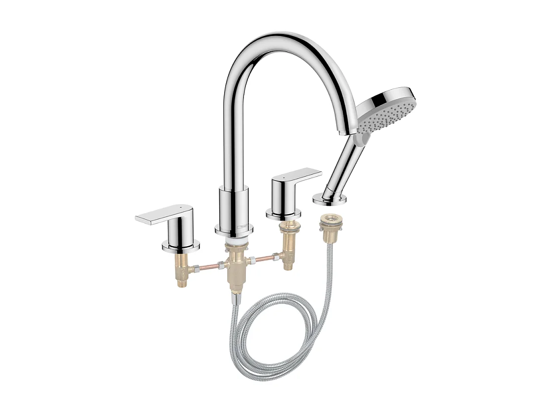 Mélangeur baignoire 4 trous HANSGROHE Vernis Shape chromé + corps d'encastrement