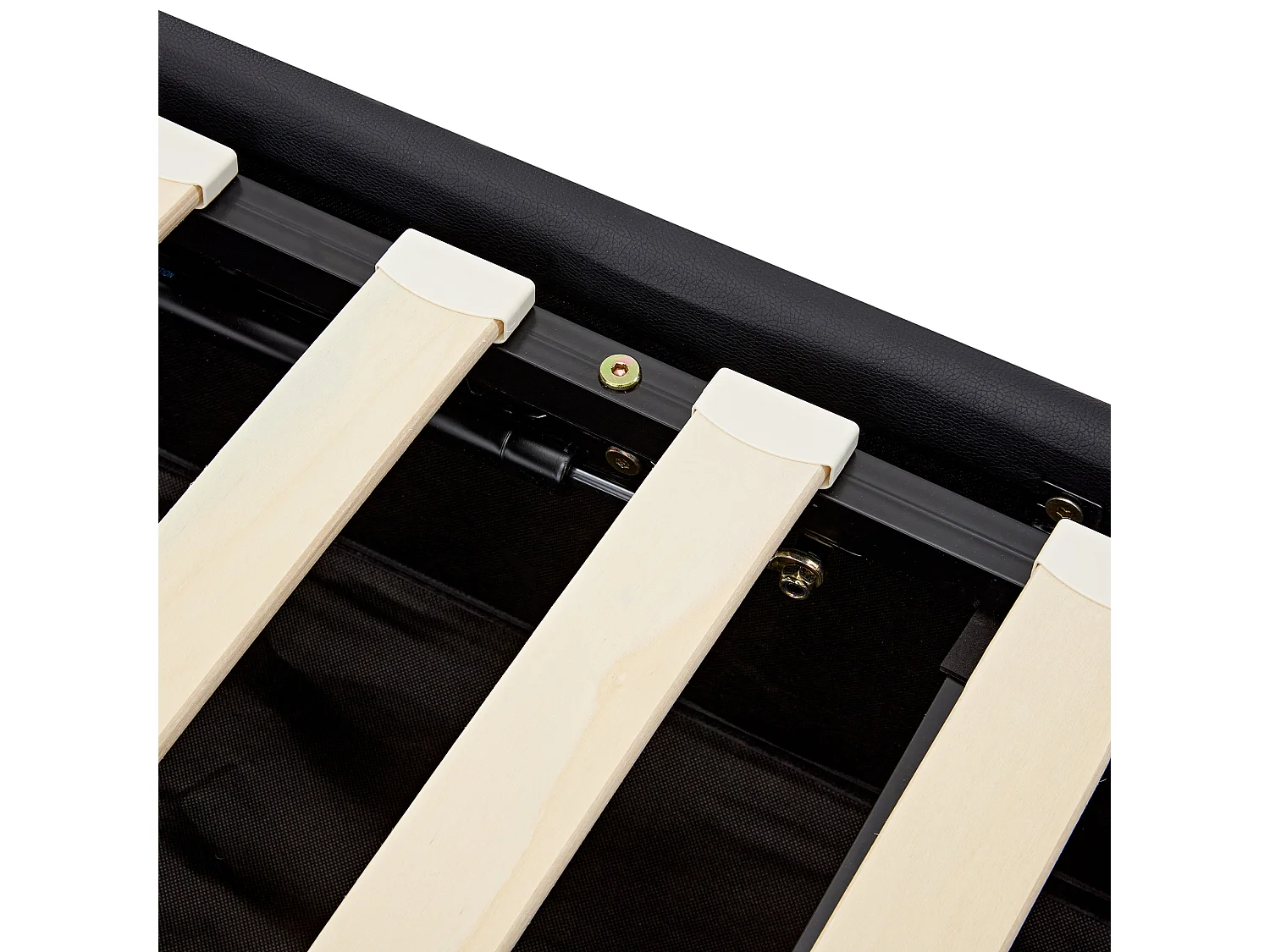 Cama contenedor de piel sintética de 90x190 cm con LED - con puertos de carga (con cable e inalámbrico) - Negro