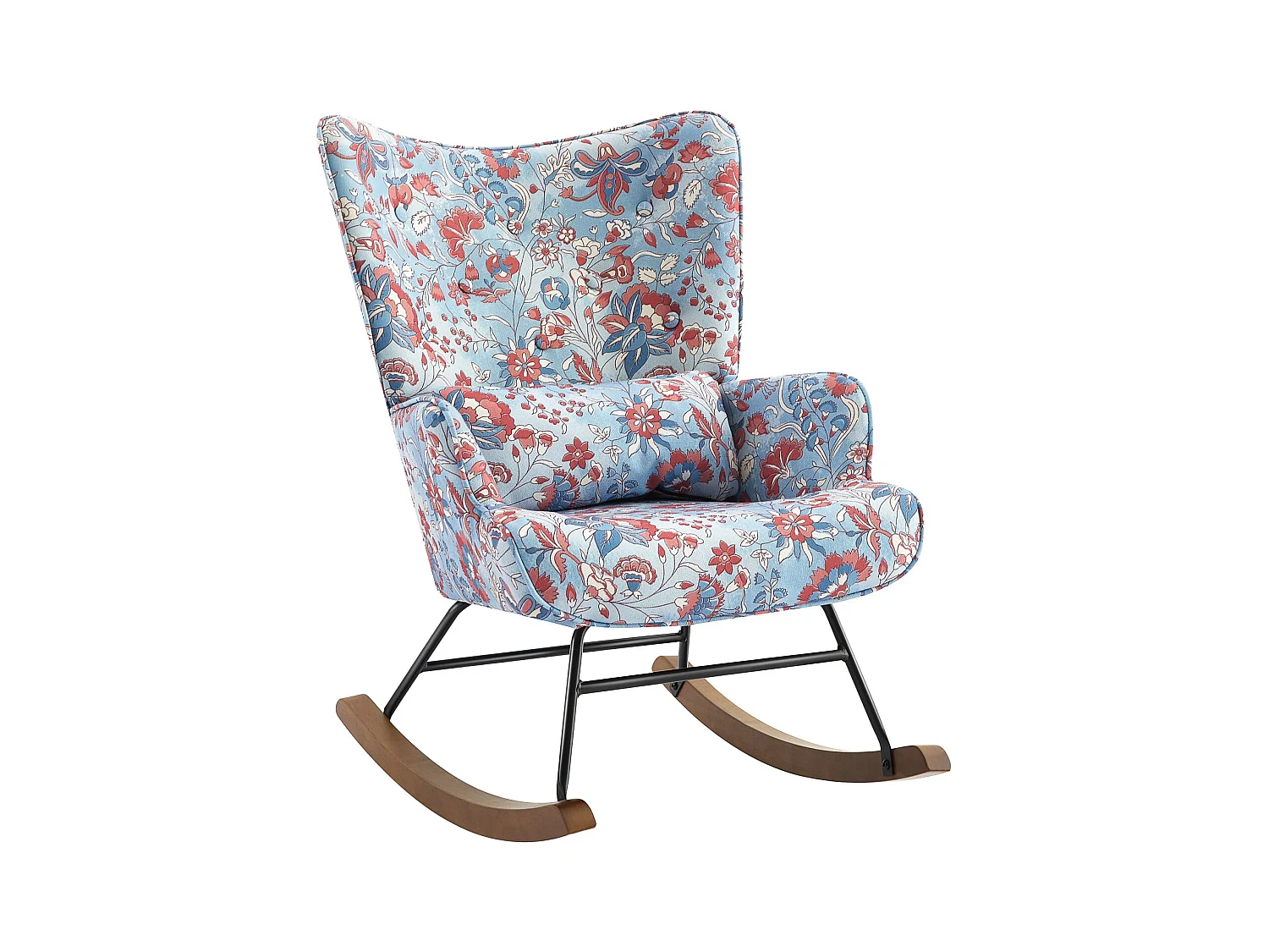 Fauteuil relax en velours apaisant avec structure en métal et piètement en bois pour des vacances relaxantes