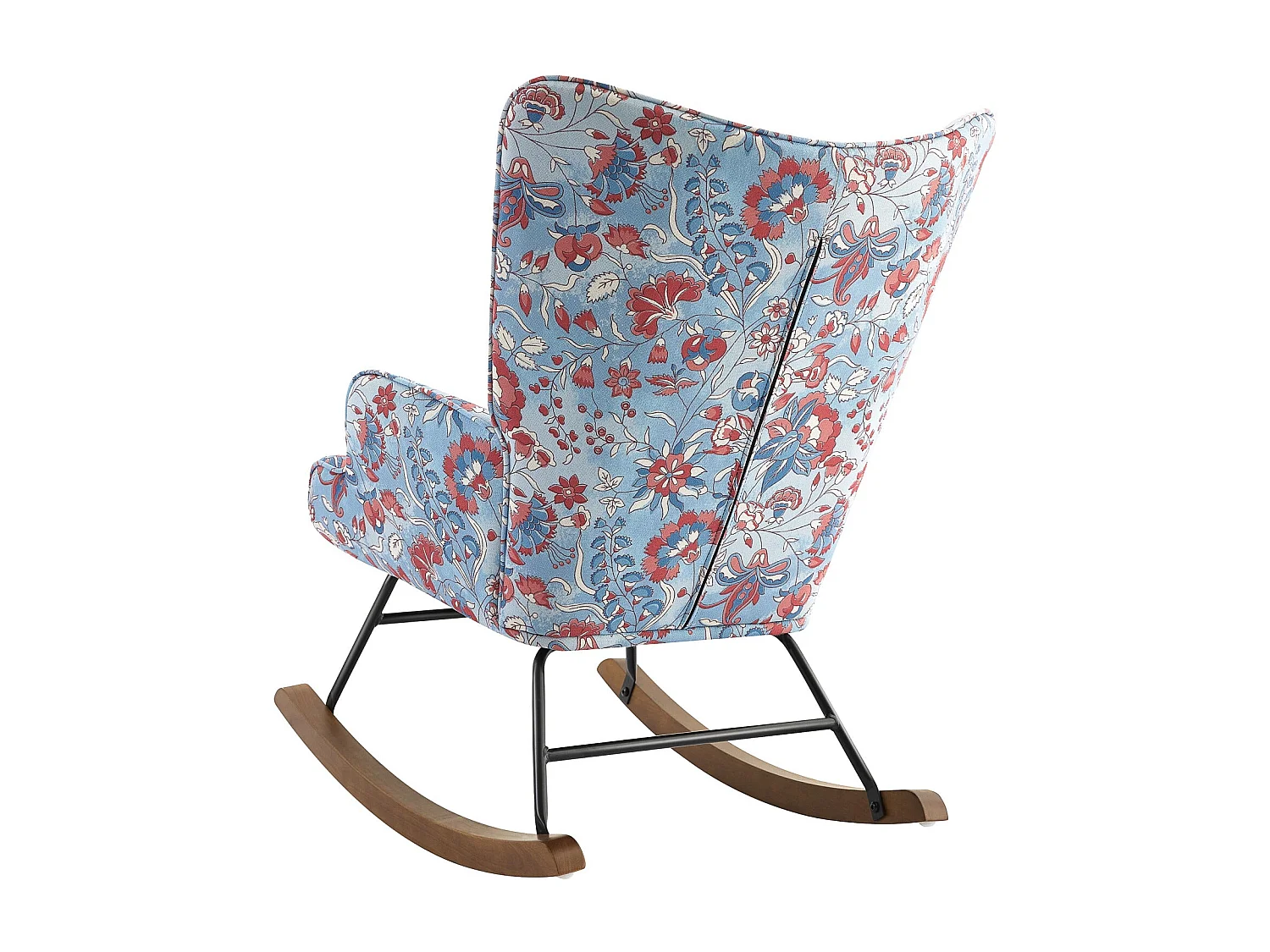 Relaxfauteuil van rustgevend velours met metalen frame en houten basis voor een ontspannend kamervakantie