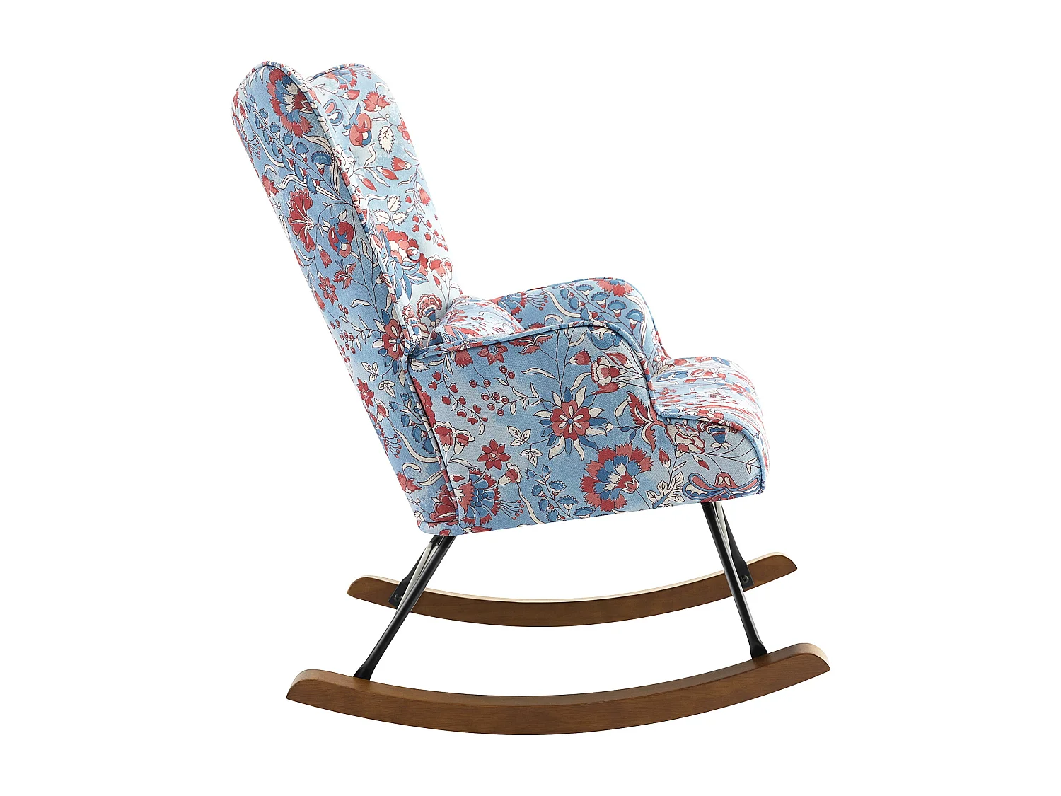 Relaxfauteuil van rustgevend velours met metalen frame en houten basis voor een ontspannend kamervakantie