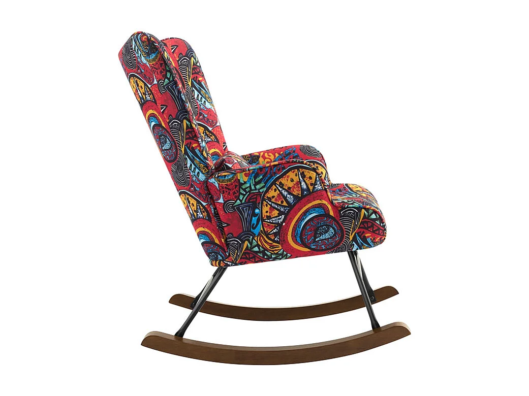 Fauteuil à bascule en velours avec cadre en métal et base en bois pour un refuge de chambre apaisant