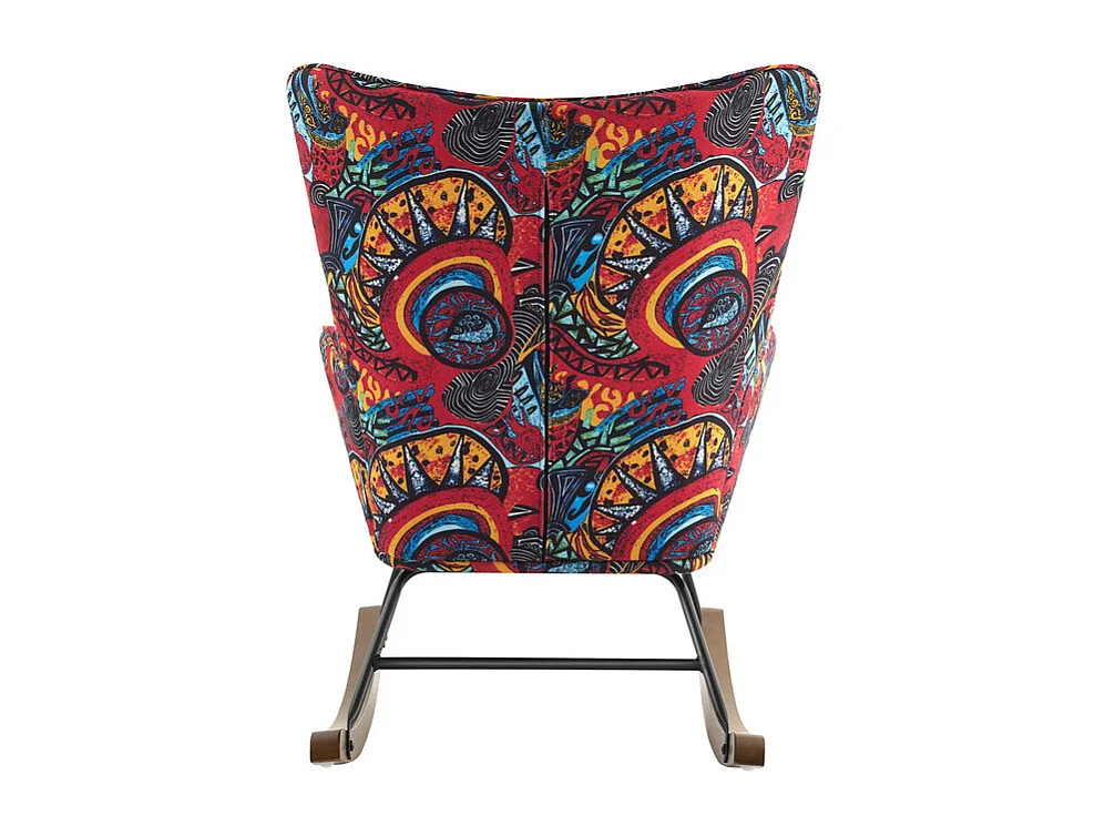 Fauteuil à bascule en velours avec cadre en métal et base en bois pour un refuge de chambre apaisant