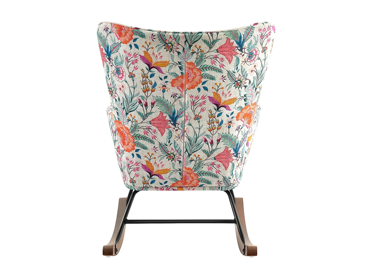 Fauteuil à bascule luxueux en velours avec structure en métal et pieds en bois pour une chambre confortable