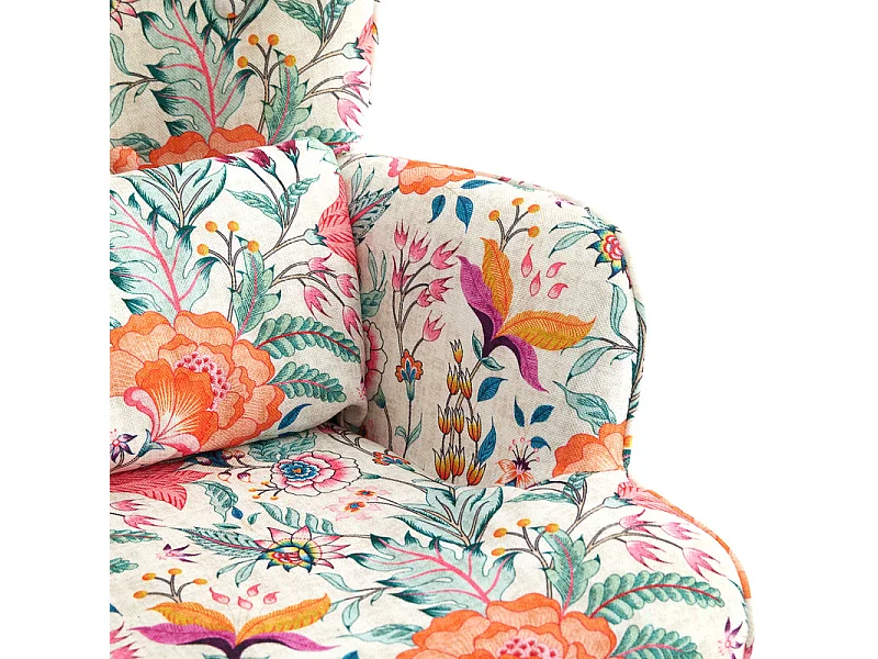 Fauteuil à bascule luxueux en velours avec structure en métal et pieds en bois pour une chambre confortable