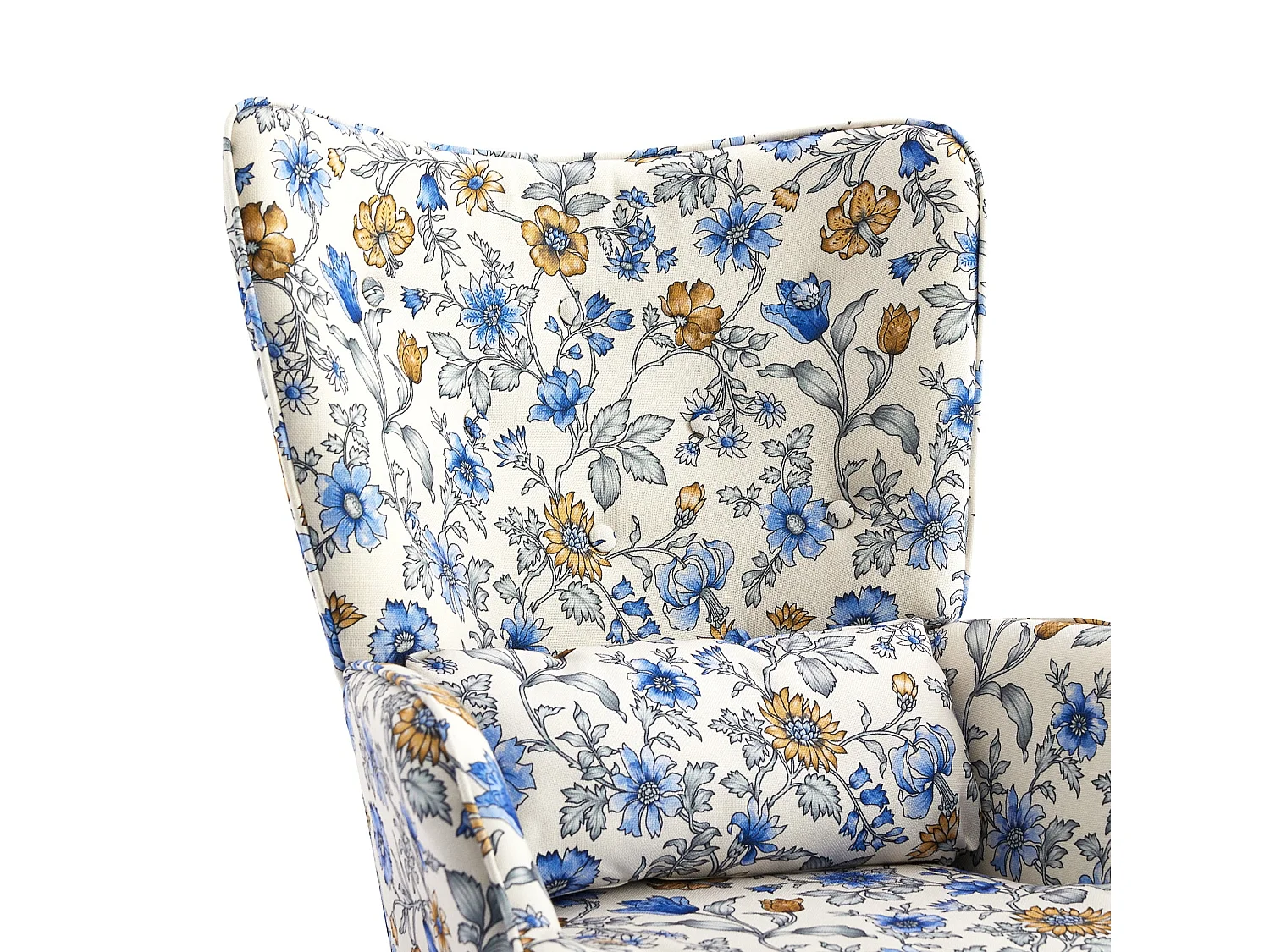 Fauteuil à bascule en velours avec construction métallique et en bois pour une expérience de chambre confortable