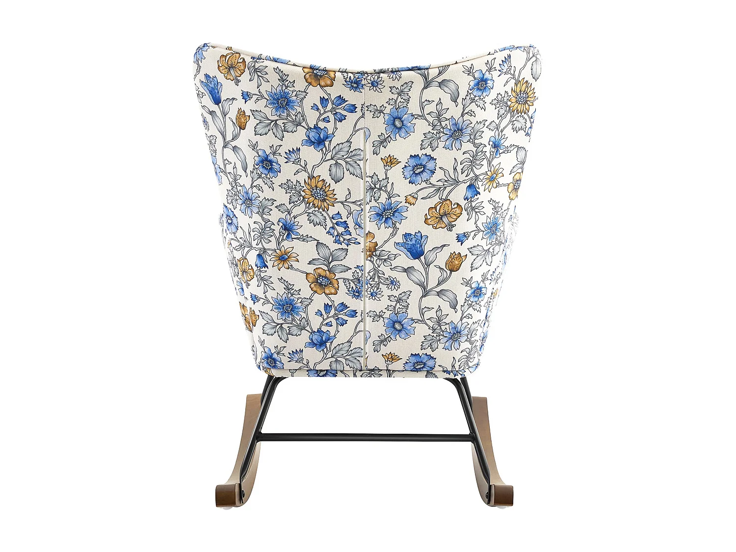 Fauteuil à bascule en velours avec construction métallique et en bois pour une expérience de chambre confortable