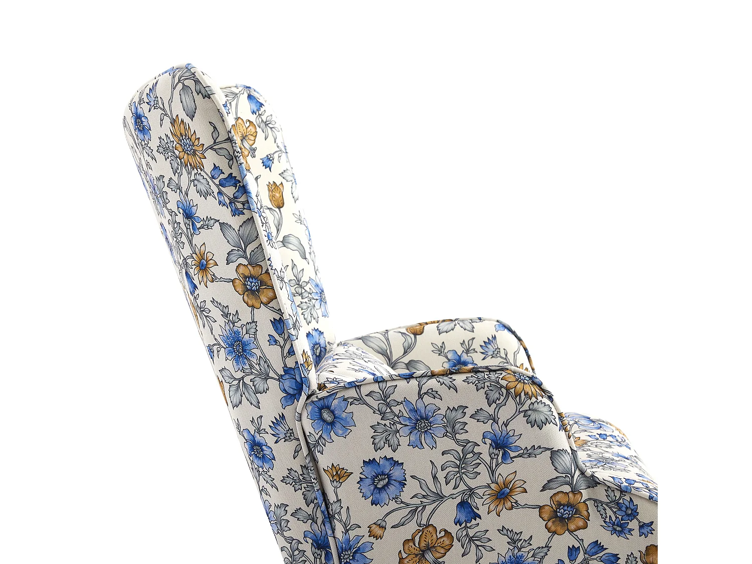 Fauteuil à bascule en velours avec construction métallique et en bois pour une expérience de chambre confortable