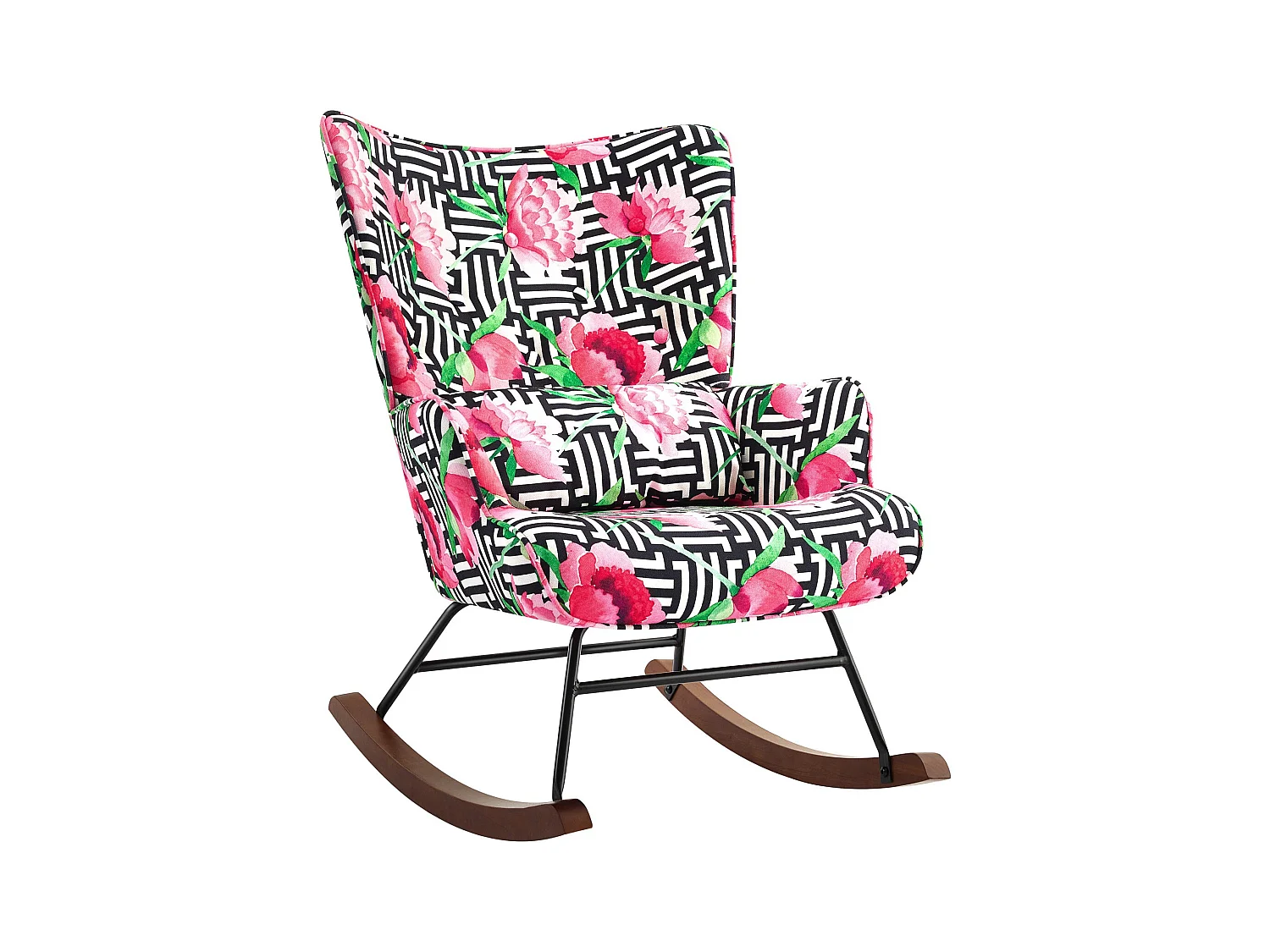 Schommelstoel in Fluweel: Elegantie en Comfort met Metalen Frame en Houten Details