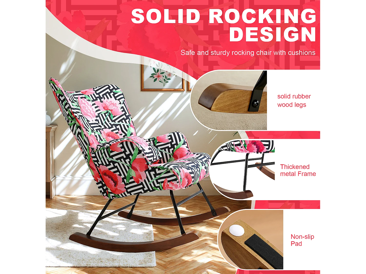 Mecedora de terciopelo premium con estructura de metal dorado: diseño moderno y cómodo para interiores, salas de estar o balcones