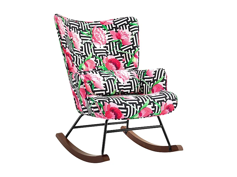 Schommelstoel in Fluweel: Elegantie en Comfort met Metalen Frame en Houten Details