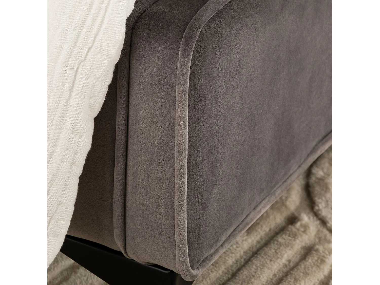 Lit simple RAVELLO 90x190 cm, Revêtement en tissu, Lit style moderne pour 1 personne, Cadre de lit en bois avec sommier inclus, Gris