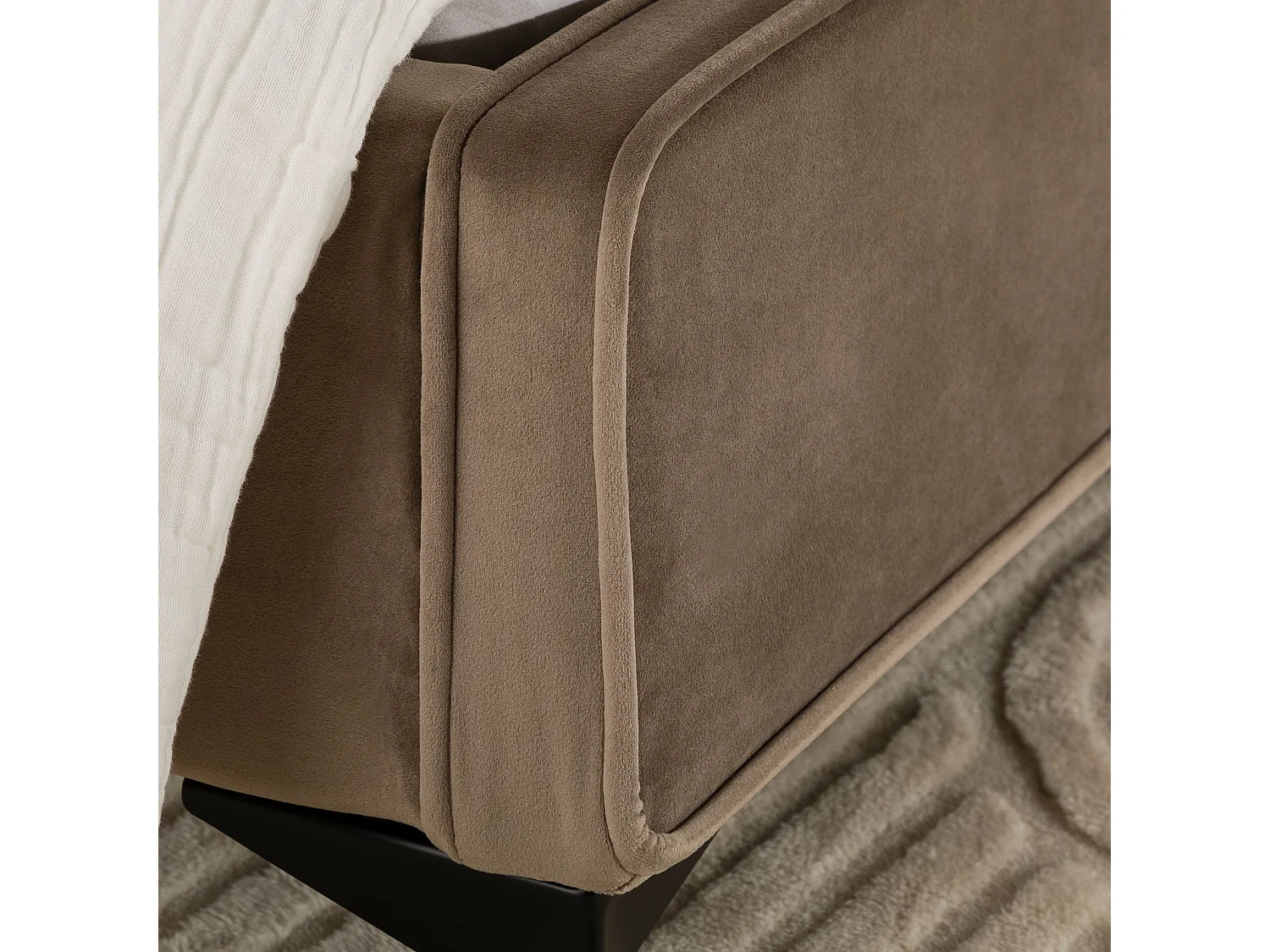 Lit simple RAVELLO 90x190 cm, Revêtement en tissu, Lit style moderne pour 1 personne, Cadre de lit avec sommier inclus, Grège