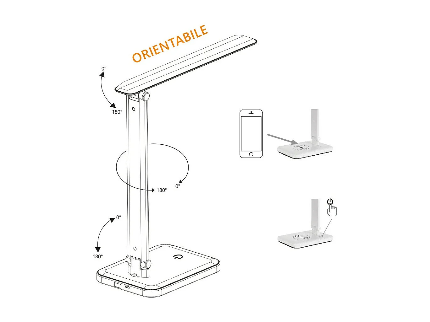 VERA - Lámpara de mesa LED CCT con carga inalámbrica sin cables