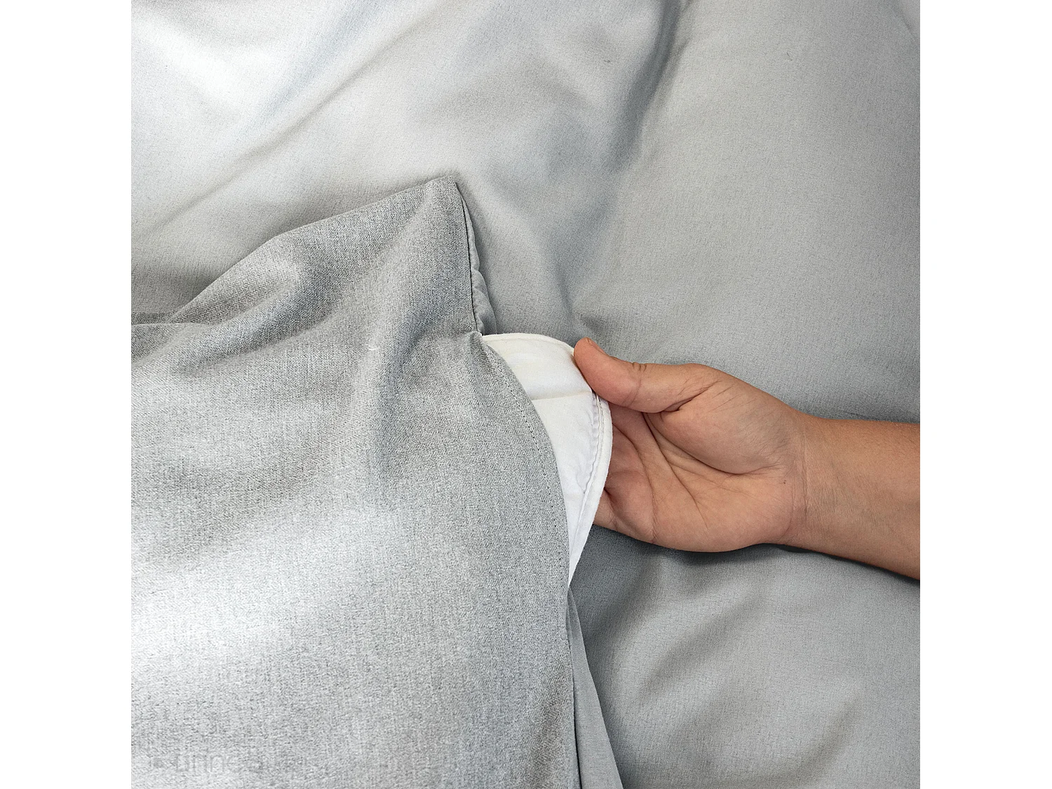 Parure de lit 3 pièces 260x240 cm SENSATION FLANELLE Cendre