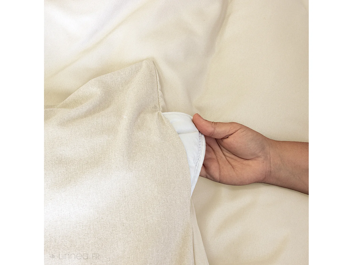 Parure de lit 3 pièces 240x220 cm microfibre SENSATION FLANELLE beige