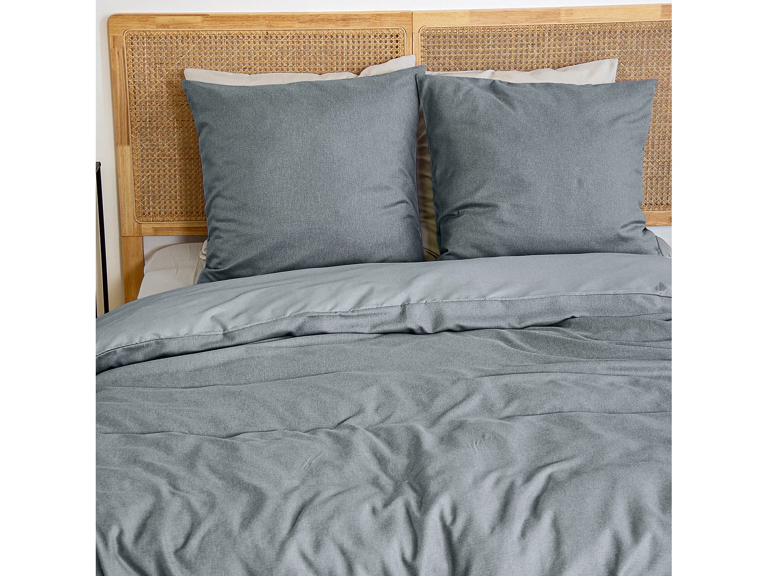 Parure de lit 3 pièces 260x240 cm SENSATION FLANELLE Ardoise