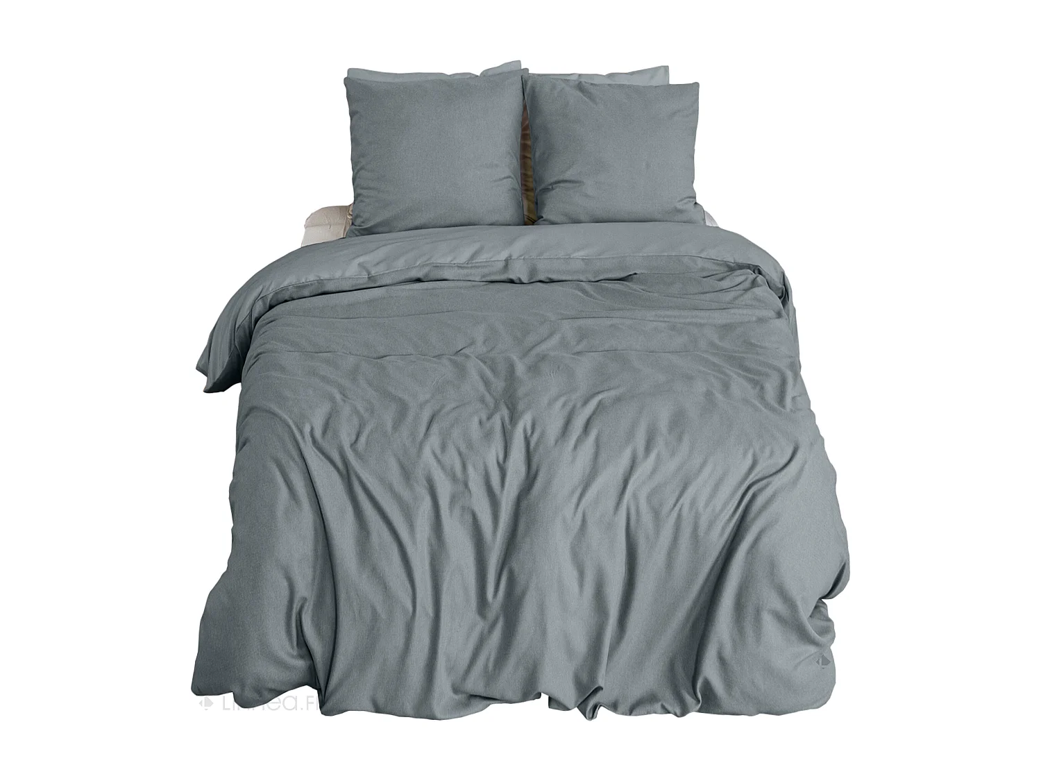 Parure de lit 3 pièces 260x240 cm SENSATION FLANELLE Ardoise