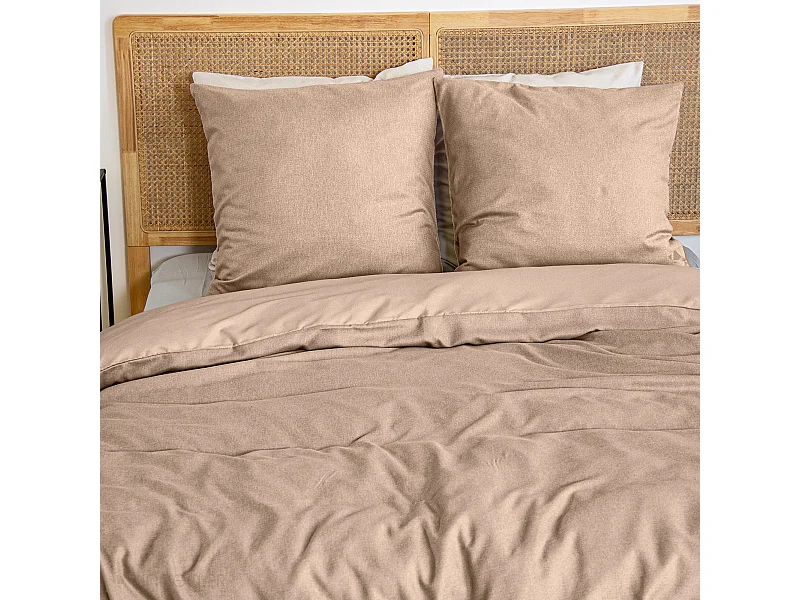 Parure de lit 3 pièces 260x240 cm microfibre SENSATION FLANELLE rose