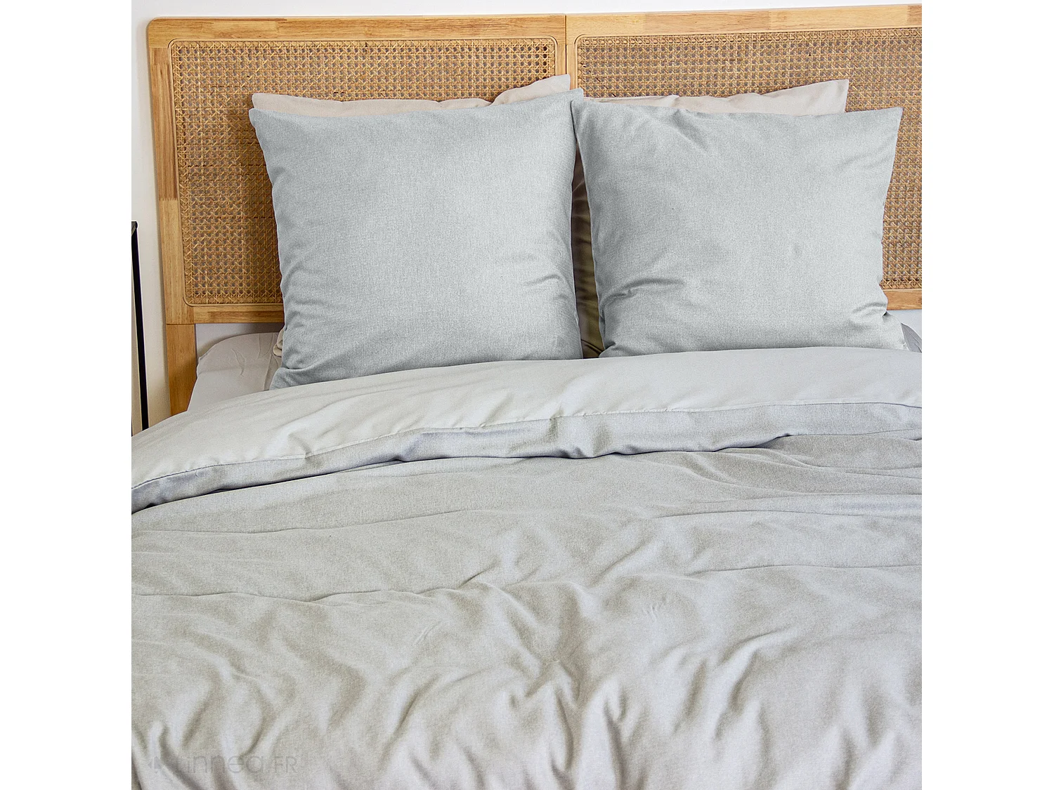 Parure de lit 3 pièces 240x220 cm SENSATION FLANELLE Cendre