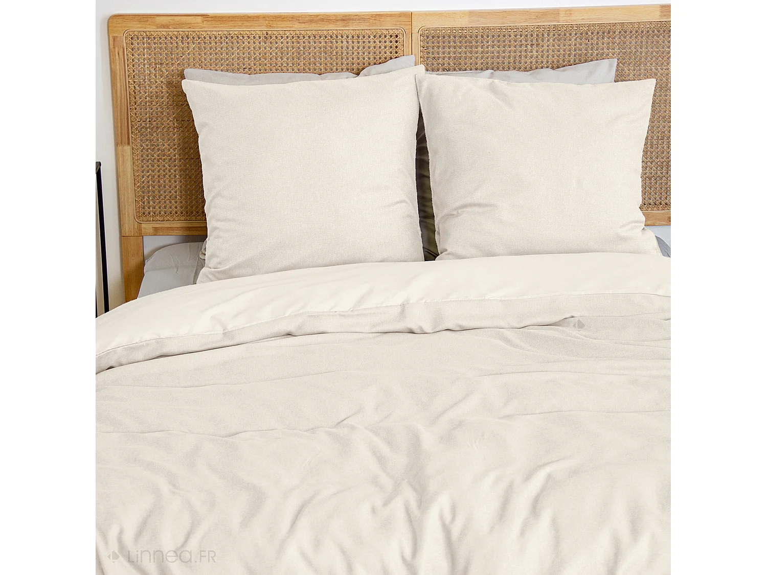 Parure de lit 3 pièces 260x240 cm microfibre SENSATION FLANELLE beige