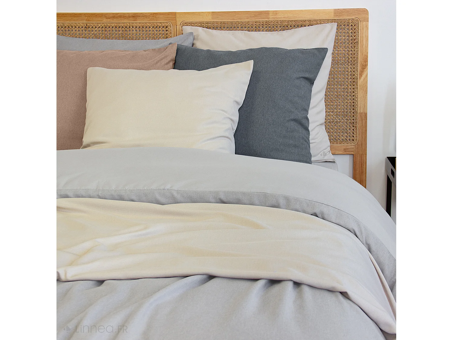 Parure de lit 3 pièces 260x240 cm microfibre SENSATION FLANELLE beige