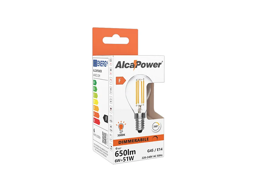 Bombilla LED mini esférica regulable de 6 W y 2700 K, E14