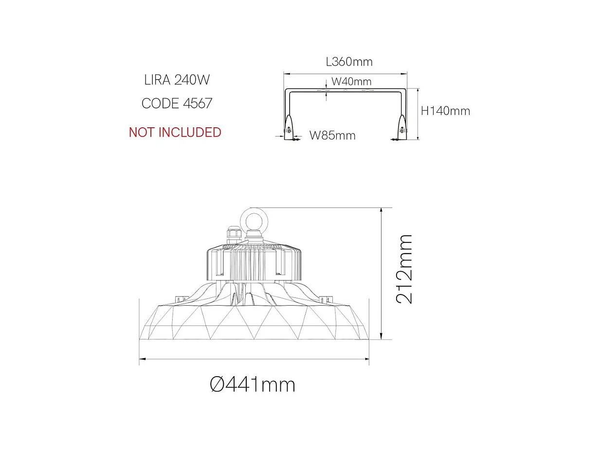 Lampe LED industrielle UFO LENS DALI 200W 100-260V